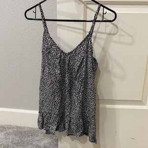 Women's Navy and White Patterned Top